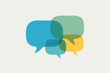 A Minimalist Illustration of Overlapping Speech Bubbles Communication and Conversation