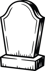 Blank Curved Headstone Line Art Vector Illustration for Cemetery and Funeral Design