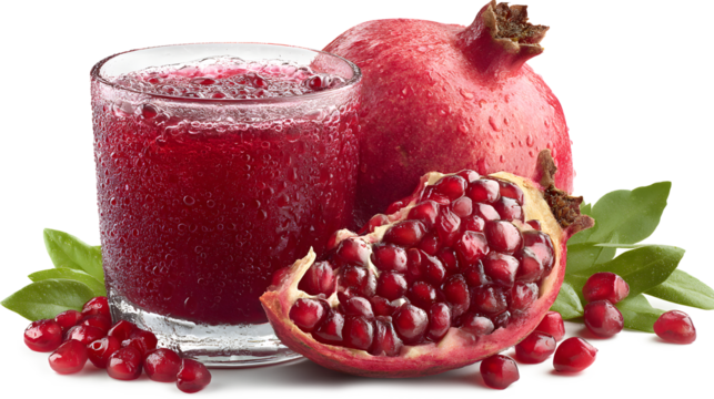 Fresh Pomegranate Juice with Whole and Cut Fruit