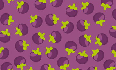 Mangosteen fruit seamless pattern. Mangosteen background. Fruit pattern with Asian tropical plant in contour style for exotic summer design
