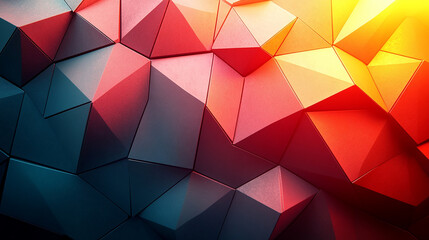 Fototapeta premium Vibrant 3D Geometric Abstract Design with Red and Blue Tones