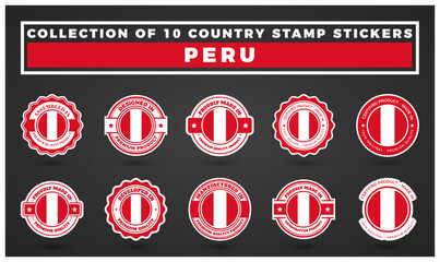 Collection of 10 Peruvian Country Stamp Stickers