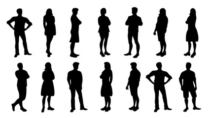 silhouette of large group of people