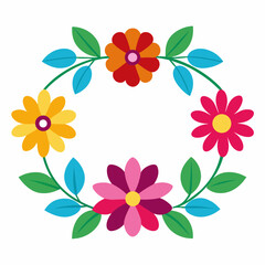 Colorful floral wreath design element