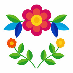 Vibrant floral design element for textile