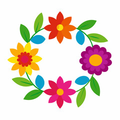 Colorful floral wreath design element