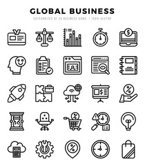 Global Business elements. Lineal web icon set. Simple vector illustration.