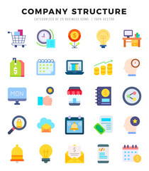 Collection of Company Structure 25 Flat Icons Pack.