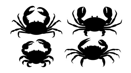 Set crab silhouette. Isolated crab on tranparent background