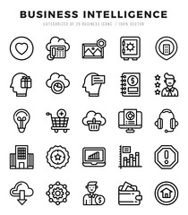 Business Intelligence icons set for website and mobile site and apps.