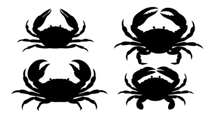 Set crab silhouette. Isolated crab on tranparent background