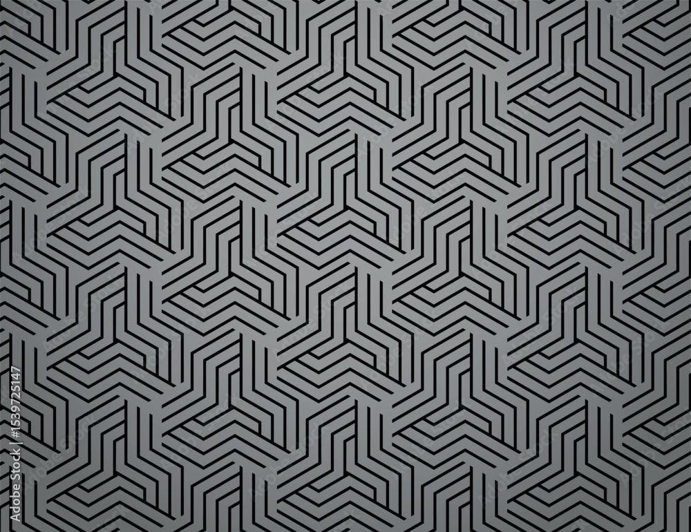 Poster Abstract geometric pattern with stripes, lines. Seamless vector background. Gray and black ornament. Simple lattice graphic design