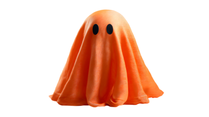 Cute cartoon orange ghost with black eyes