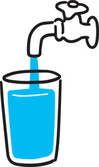 蛇口の水を入れているコップの手書きイラスト