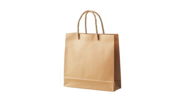 Brown Paper Shopping Bag Mockup Craft Package Design on white and transparent Background - Powered by Adobe