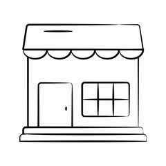 A well designed doodle style icon showing shop building