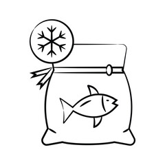 A customizable hand drawn icon depicting frozen food bag