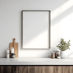 Poster Frame Mockup.Modern Living Room Wall Art Display.