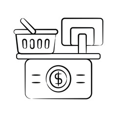 Obraz premium A well crafted hand drawn style icon of checkout counter