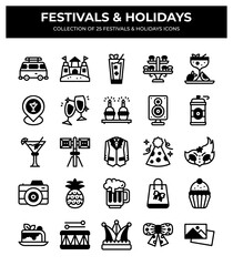 Festivals & Holidays. Collection of 25 Unique Icons