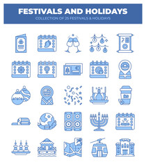 Collection of 25 Festivals and Holidays. A Visual Guide to Cultural Celebrations