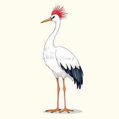 Vsai japanese red crowned crane standing gracefully on white background