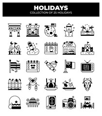 Holidays. Collection of 25 Holiday Icons