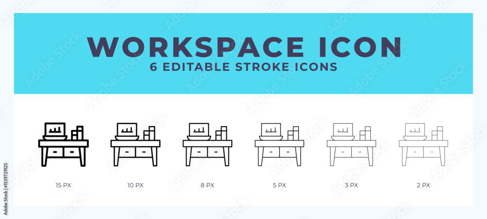 Fototapete workspace icon vector for web. and mobile app. editable stroke outline icon.
