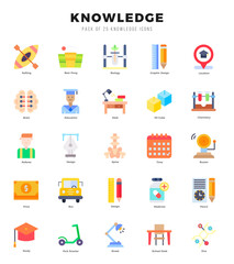 Knowledge Flat icons collection. 25 icon set in a Flat design.