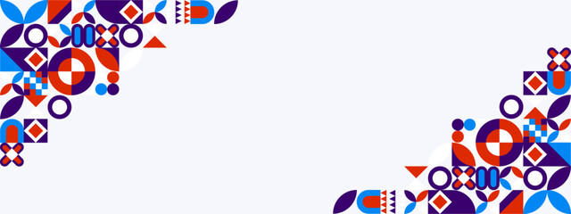 Obraz premium Abstract Geometric Pattern With Bold blue and orange Shapes