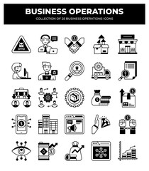 Collection of 25 Business Operations Icons: Management. Finance. Marketing. and More