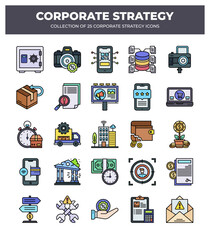 Collection of 25 Corporate Strategy Icons for Business Planning