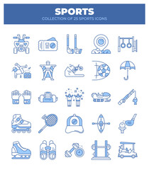 Collection of 25 Sports Icons. Summer and Winter Sports. Fitness and Recreation