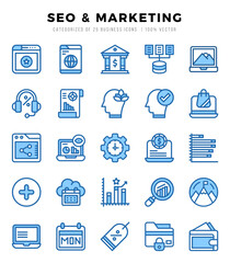 SEO & Marketing icons set for website and mobile site and apps.