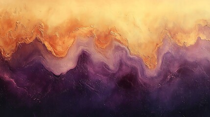 Abstract art gold and purple swirling paint texture background
