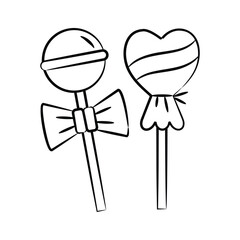 Hand drawn icon showing lollipops with ribbon bow