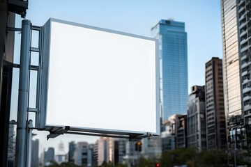 Blank Billboard in City Street: Urban Advertising Space for Bold Visual Branding and High-Impact Promotion