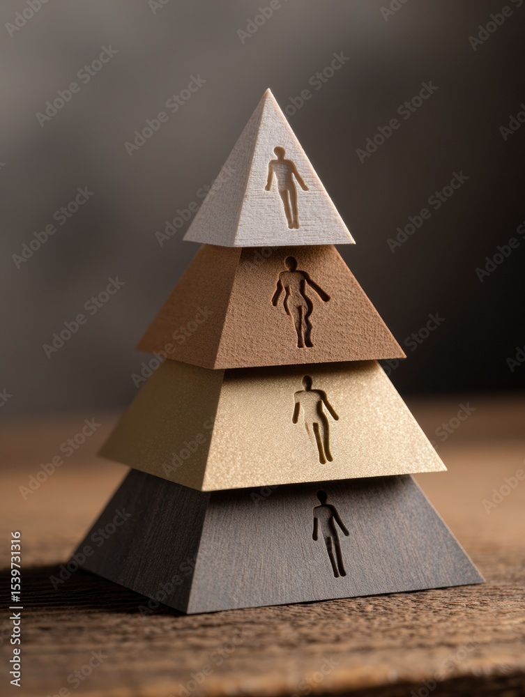 Poster exploring the self-improvement pyramid representing body, mind, and connection in a creative present