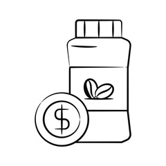 Ready to use drawing style icon showing coffee price concept