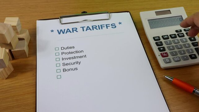 WAR TARIFFS use calculator and write on a document sheet.
