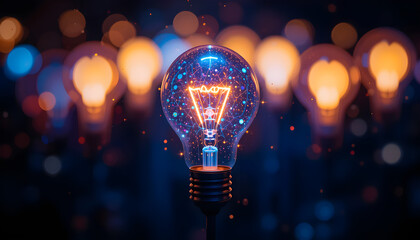 Glowing Lightbulb Idea on Dark Background Representing Innovation and Creativity