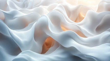 Obraz premium Abstract white fabric waves with soft light creating a modern, elegant texture background.