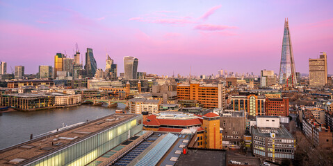 London sunset. View on business modern district	