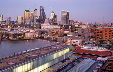 London sunset. View on business modern district
