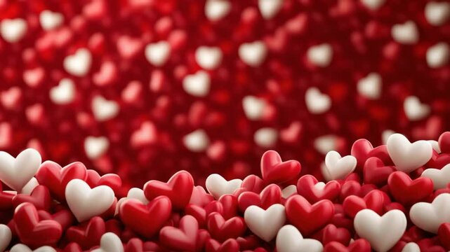 A profusion of red and white hearts