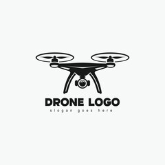 Vector drone icon black design. Drone logo.