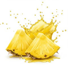 Juicy Pineapple Slices with Splashing Tropical Juice