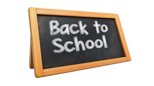 Back to School Blackboard Sign Education Chalkboard Classroom Learning on white and transparent Background
