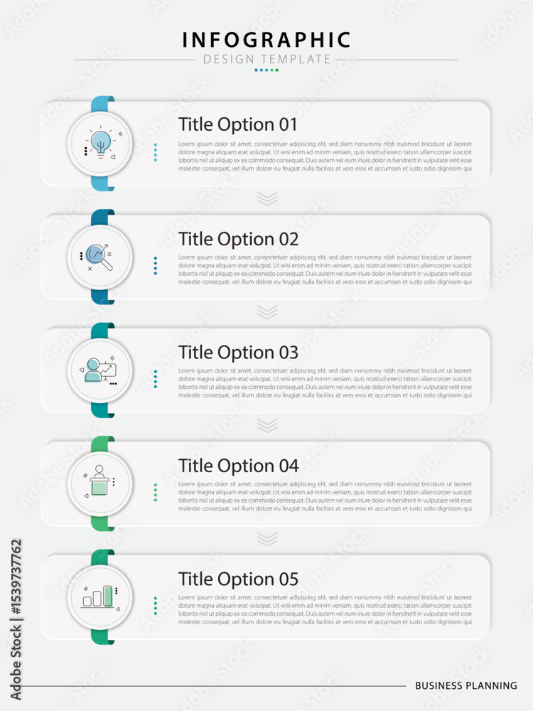 Poster timeline infographic template. 5 step timeline journey, calendar flat simple infographics design tem