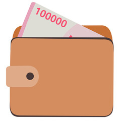Wallet with IDR 100,000 Banknote